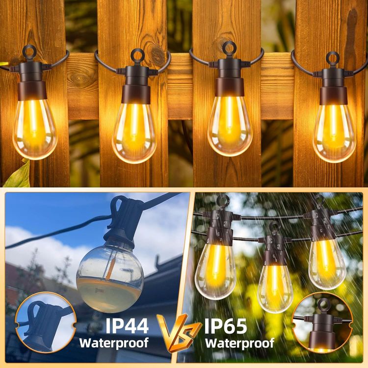 Picture of Festoon Lights Outdoor with Remote - 70Ft 21.3M Garden String Lights Mains Powered with 19 IP65 Waterproof LED S14 Bulbs Outside Gazebo Lights 