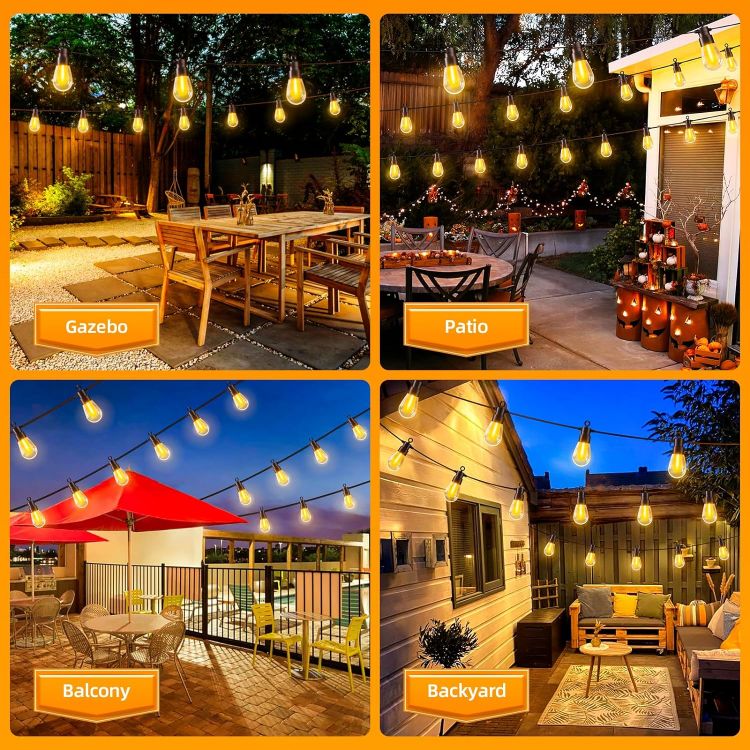 Picture of Festoon Lights Outdoor with Remote - 70Ft 21.3M Garden String Lights Mains Powered with 19 IP65 Waterproof LED S14 Bulbs Outside Gazebo Lights 