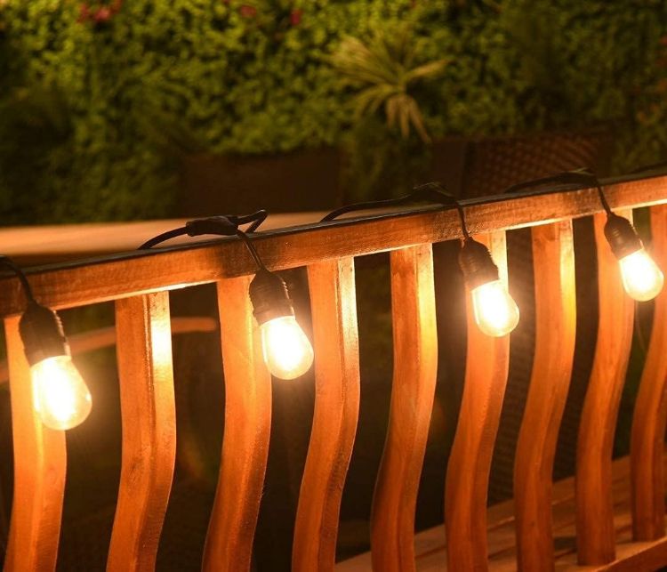 Picture of Outdoor String Lights - Festoon Lights - Garden Lights with 12 Shatterproof LED Bulbs, 33-Ft/10M