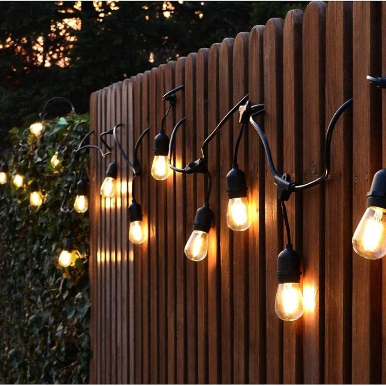 Picture of Outdoor String Lights - Festoon Lights - Garden Lights with 12 Shatterproof LED Bulbs, 33-Ft/10M