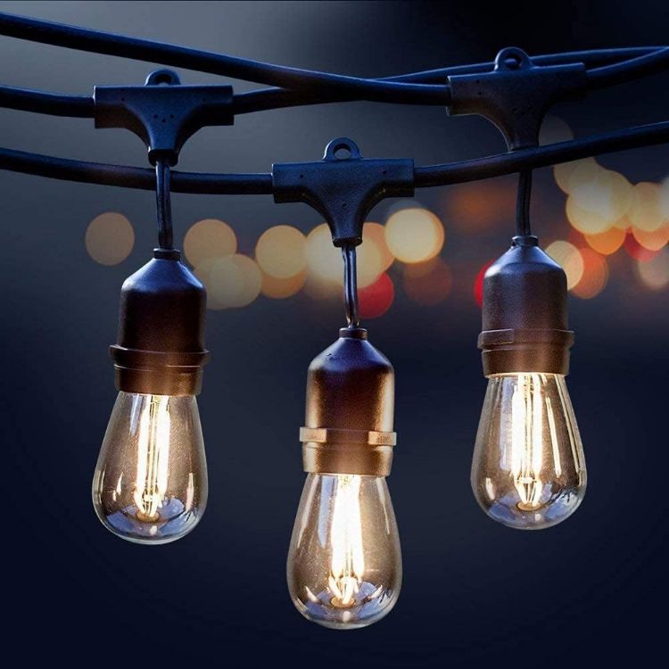 Picture of Outdoor String Lights - Festoon Lights - Garden Lights with 12 Shatterproof LED Bulbs, 33-Ft/10M