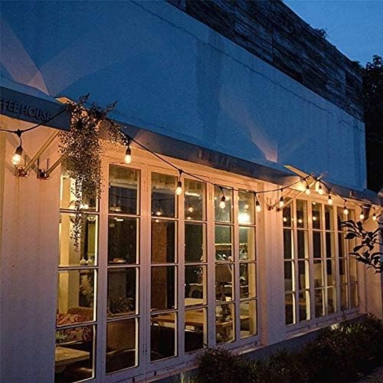 Picture of Outdoor String Lights LED 96FT/29m, S14 2Pack 48FT Festoon Lights Mains Powered with 30+2 2W Plastic Bulbs, IP65 Waterproof Garden String Lights