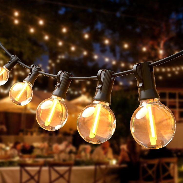 Picture of Outdoor String Lights Mains Powered, Festoon Lights 35FT G40 25+3 LED Hanging Lights, IP44 Waterproof Indoor/Outdoor