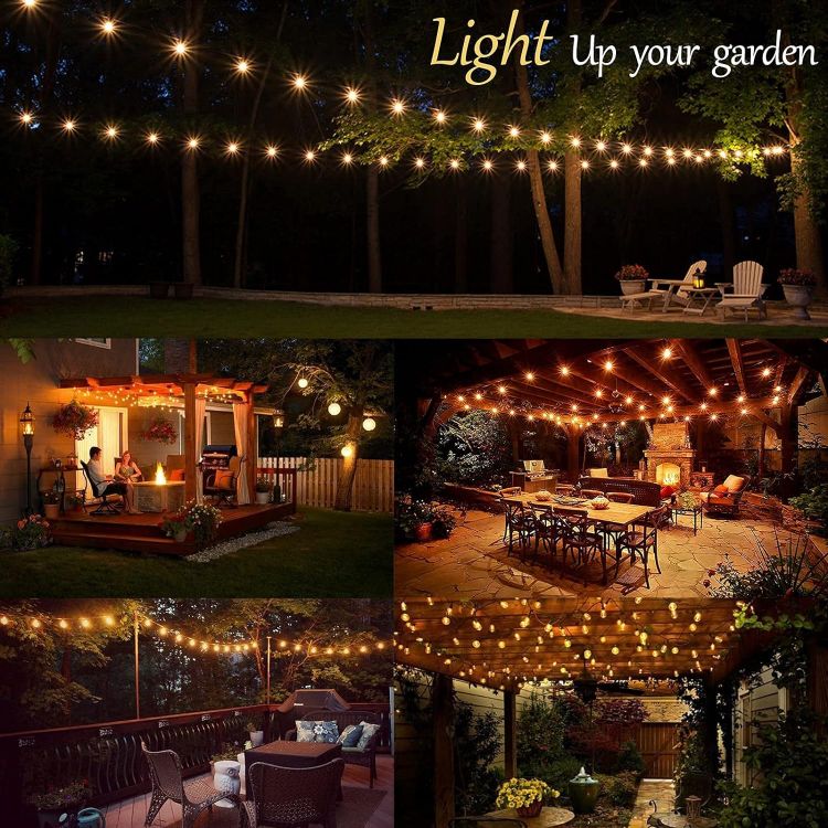 Picture of Outdoor String Lights Mains Powered, Festoon Lights 35FT G40 25+3 LED Hanging Lights, IP44 Waterproof Indoor/Outdoor