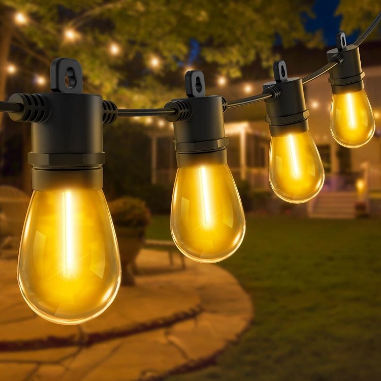 Picture of Outdoor Festoon Lights Mains Powered - 100ft 30m 30+2 S14 LED Bulbs Garden String Light IP65 Waterproof Outside Lighting 