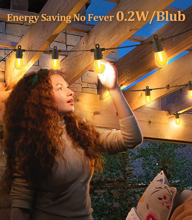 Picture of Outdoor Festoon Lights Mains Powered - 100ft 30m 30+2 S14 LED Bulbs Garden String Light IP65 Waterproof Outside Lighting 