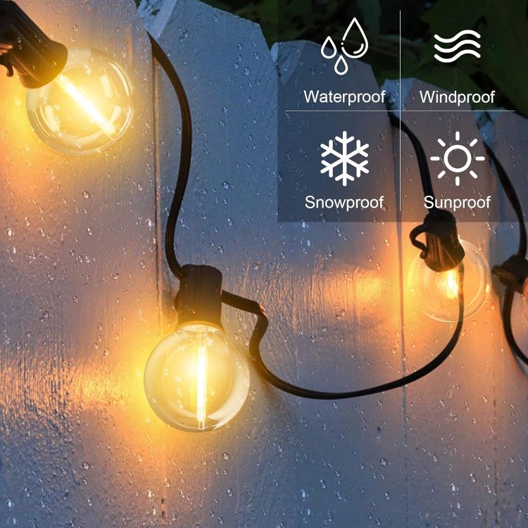 Picture of Outdoor LED String Lights Mains Powered 45.7M/150FT,Garden Festoon Lights with 75+2 G40 Plastic Bulbs,Waterproof Connectable Hanging Lights