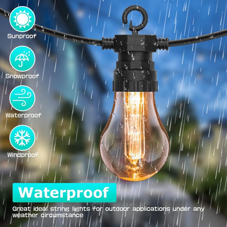 Picture of Festoon Lights Outdoor, 17M/55.77FT Connectable Outdoor String lights Mains Powered with Edsion Shatterproof Bulbs