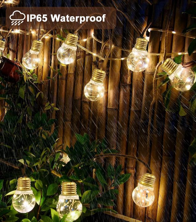 Picture of Festoon Lights Outdoor 6M Outside Lights Mains Powered with 16 Shatterproof Plastic Bulbs, IP65 Waterproof Outdoor