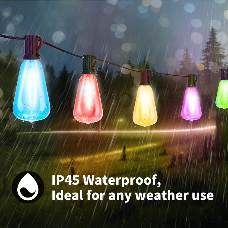 Picture of 10FT USB Power Colored String Lights, 10Pcs ST38 1W Plastic LED Edison Bulbs, Shatterproof, Waterproof USB Festoon Lights, Perfect for Camping