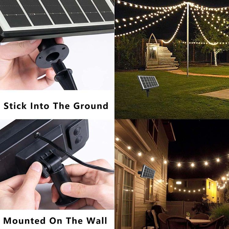 Picture of 50FT(15M) Solar String Lights Outdoor, G40 Solar Festoon Light Outdoor with 4 Modes and 25(1 Spare) 1W G40 Shatterproof Plastic Bulbs