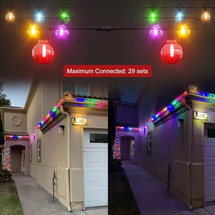 Picture of  Coloured Christmas Lights Outdoor Garden Mains Powered 8m / 25ft with 12 Coloured Bulbs LED Fairy Lights Multicolor String Lights