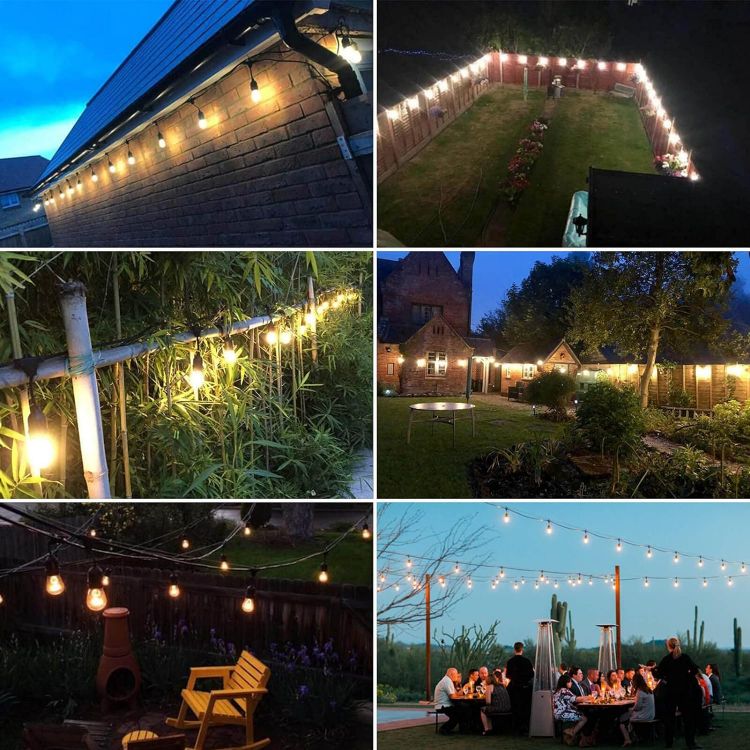 Picture of Festoon Lights Outdoor LED Mains, 15 Meters Garden String Lights 15 E27 Waterproof Sockets, 17pcs LED Shatterproof