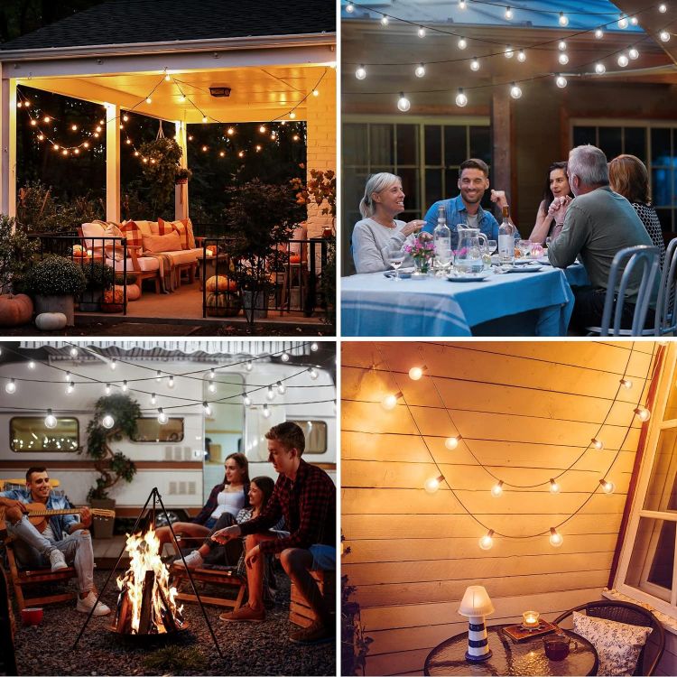 Picture of Dimmable Festoon Lights Outdoor, Warm Neutral Cool White Dimmable, 55FT/17M Garden Lights Mains Powered with 20+3pcs G40 LED, IP65 Waterproof String Lights 