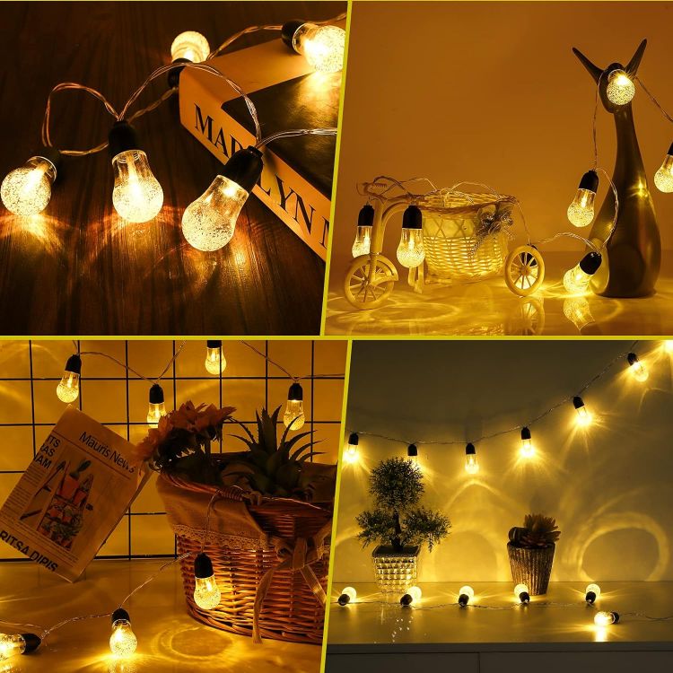 Picture of Fairy Lights Battery Operated Outdoor String Lights 20FT 30LED Crystal Bulbs Garden Lights Indoor Decorative Christmas