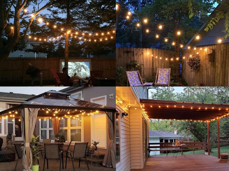 Picture of  50FT/15m S14 Outdoor String Lights Mains Powered, Festoon Lights with 15+2Pcs(Spare) Shatterproof Bulbs, Waterproof Garden Lights