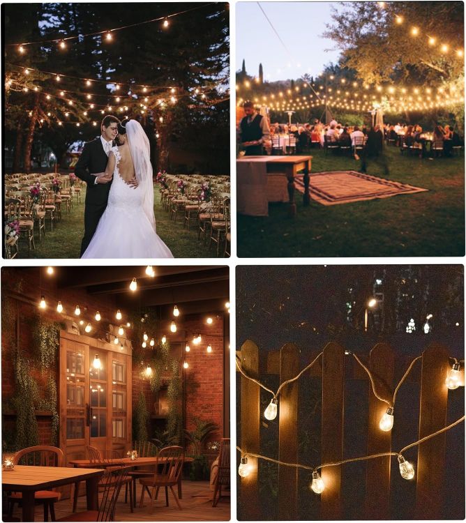 Picture of Solar Festoon Lights Outdoor,9.6M/31.5FT S14 Solar String Lights Outdoor,USB Powered,20 Shatterproof Bulbs,IP65 Waterproof,Personalized 8 Modes