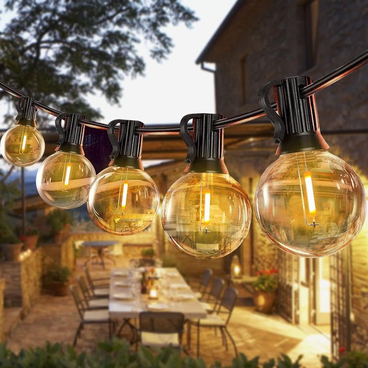 Picture of 25FT Outdoor Lights Mains Powered, LED String Lights with 12+1 Shatterproof Plastic Bulbs, Waterproof Connectable Hanging Vintage Garden Lights