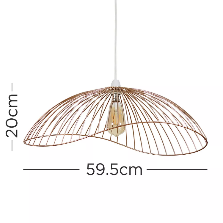 Picture of Large Ceiling Pendant Shade Copper Wavy Wire Easy Fit Lampshade LED Light Bulb