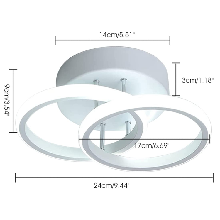 Picture of 18W Modern LED Ceiling Light, Dual Circle, Warm & Cool White, for Bedroom & More