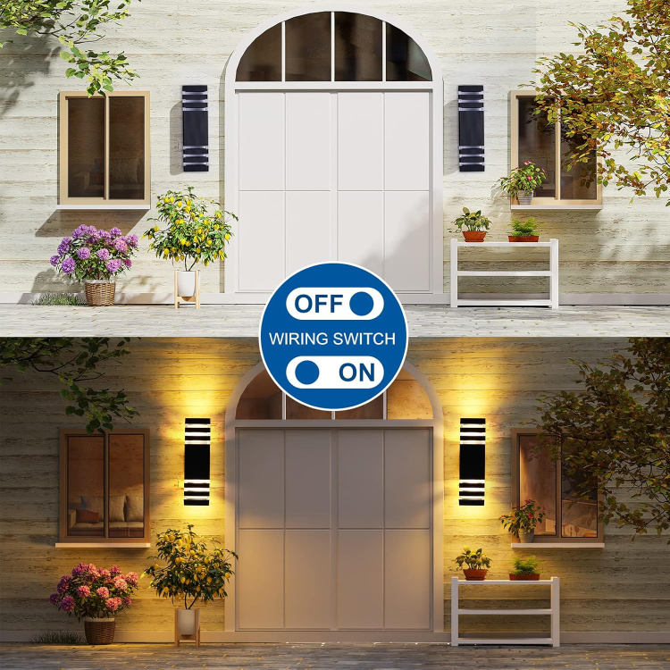 Picture of Outdoor Wall Lights Mains Powered Outside Up Down Lights, IP65 Waterproof LED Porch Front Door Light(3 Layer-1Pack)