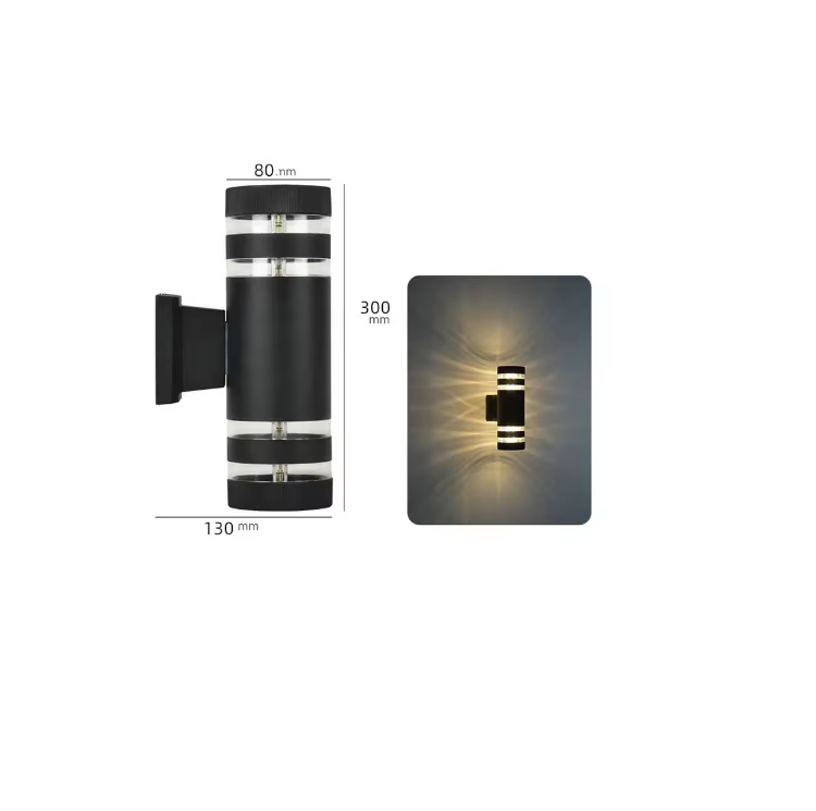 Picture of Outdoor Waterproof Cylinder Up Down Wall Sconce Outside Porch Wall Mounted Exterior Led Wall Lamp Lighting With E27 GU10 Holder