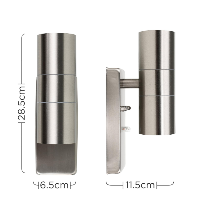 Picture of Modern Brushed Chrome IP44 Rated Up/Down Outdoor Security Wall Light