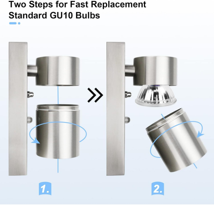 Picture of Modern Stainless Steel Outdoor Garden Wall Down Light with PIR Motion Sensor - IP44 Rated - Complete with a 7W LED GU10 Bulb