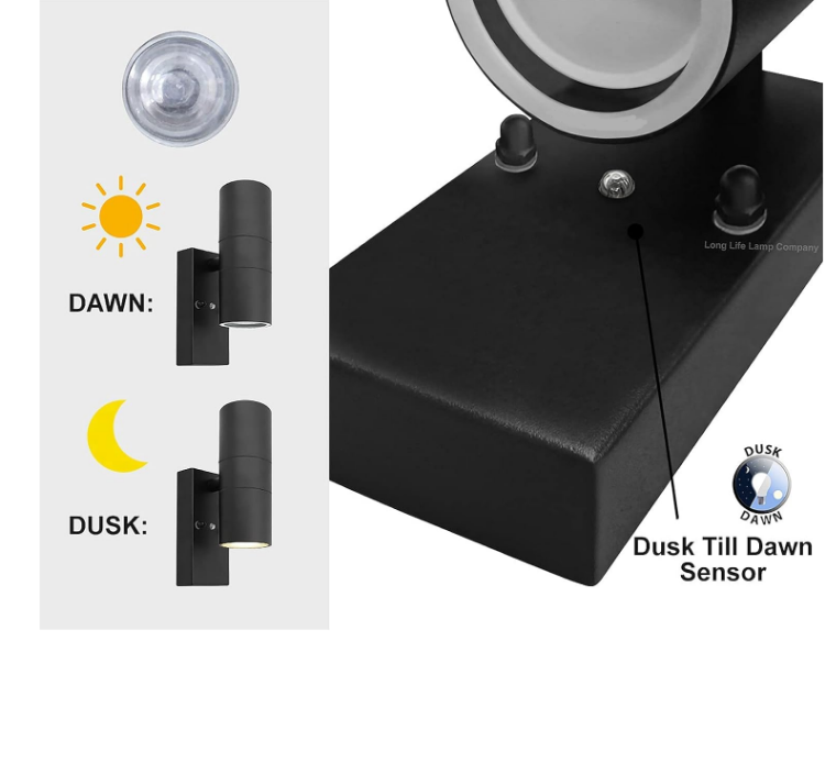 Picture of  Outdoor Wall Lights Day/Night Sensor, GU10 Base Double Up Down Exterior Wall Sconce, IP44 Waterproof Dawn to Dusk Outside Light for Patio, Garden, Porch, Garage（Bulbs not Included）