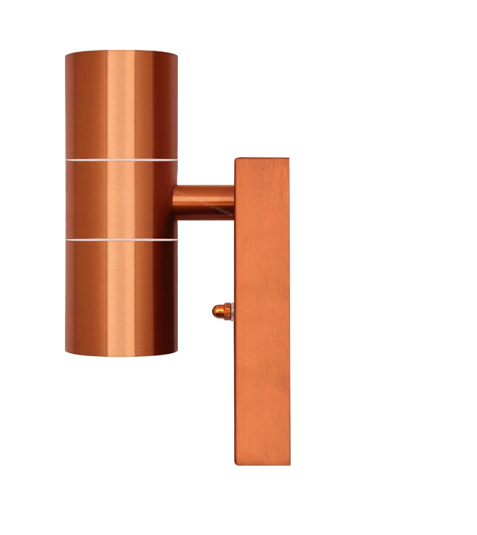 Picture of Outdoor Wall Light Dusk Till Dawn Sensor Copper Finish Stainless Steel Up and Down Shining IP65