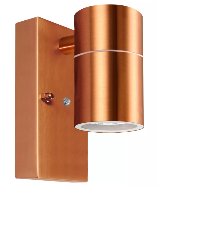 Picture of Outdoor Wall Light Dusk Till Dawn Sensor Copper Finish Stainless Steel Up and Down Shining IP65