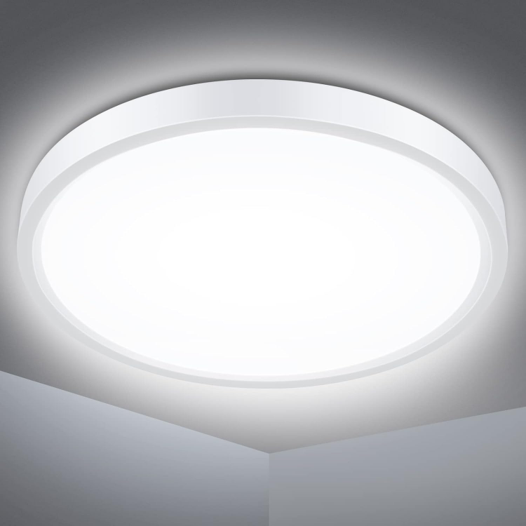 Picture of Bathroom Ceiling Light, 24W 2200LM, 150W Equivalent, 5000K Daylight White, Waterproof IP54, Dome Modern Flush Ceiling Light (White)