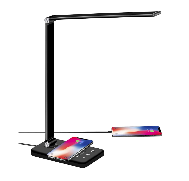 Picture of LED Desk Lamp with USB Charging Port Dimmable Home Office Lamp, 3 Color Modes with 5 Brightness Level, Eye Caring Natural Light Modern Task Lamp 