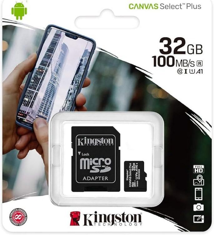 Picture of Kingston Micro SD Card 32GB SD Card, Kingston Canvas Select Plus microSD Card SDCS2/32 GB – Class 10, High-Speed Performance