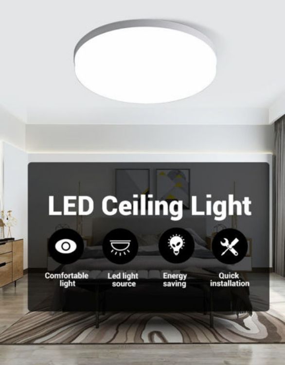 Picture of 24W Bathroom Lights Ceiling, Ceiling Lights Round, Indoor Dome Flush Ceiling Light for Bulkhead, Bedroom, Utility Room,Stairs,Hallway