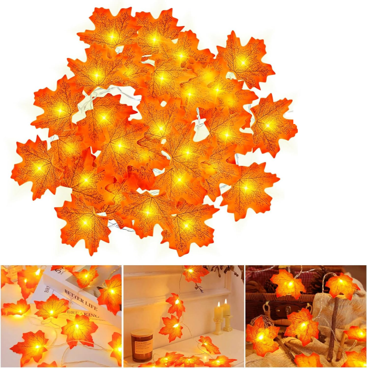 Picture of Maple Leaves Fairy Lights - 3M 20LED USB String with Timer for Fall & Holiday Decor