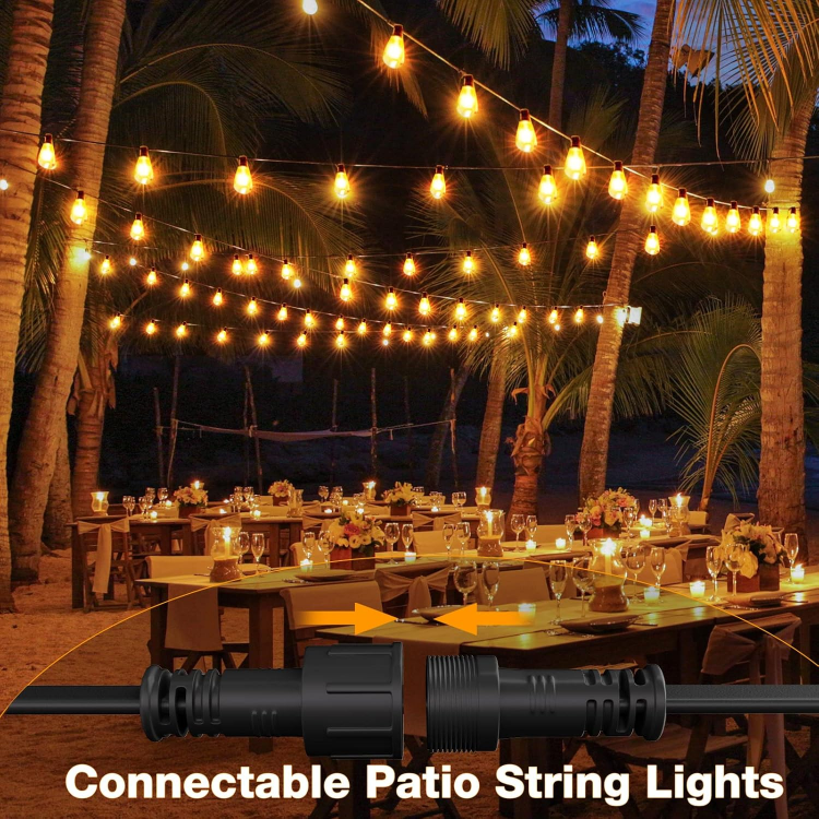 Picture of 98FT Mains Powered Festoon Lights – 3000K Warm White LED String Lights with 100 ST64 Bulbs for Outdoor