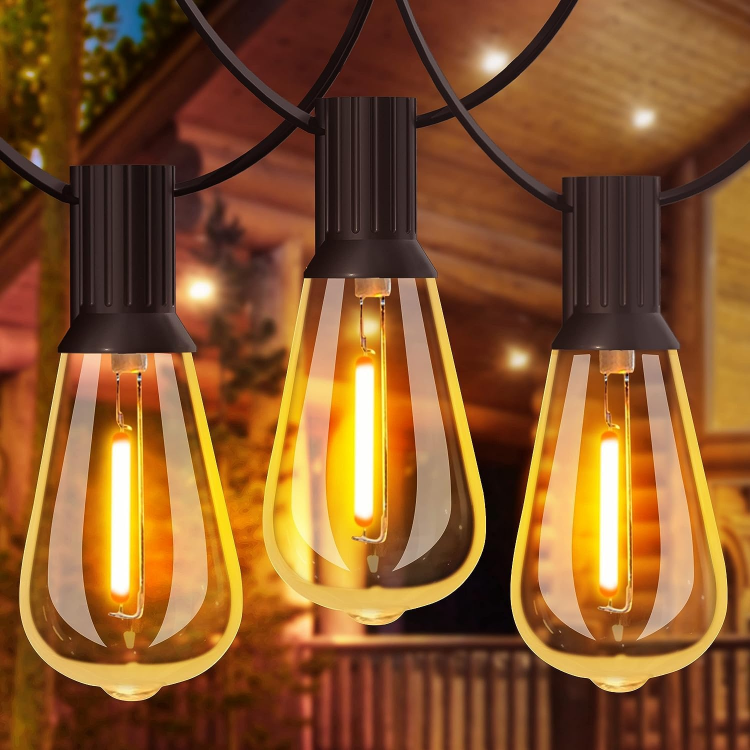 Picture of 49FT Festoon Lights Outdoor - 40W Garden Patio String Lights with 3000K Warm White ST64 Waterproof LED Bulbs