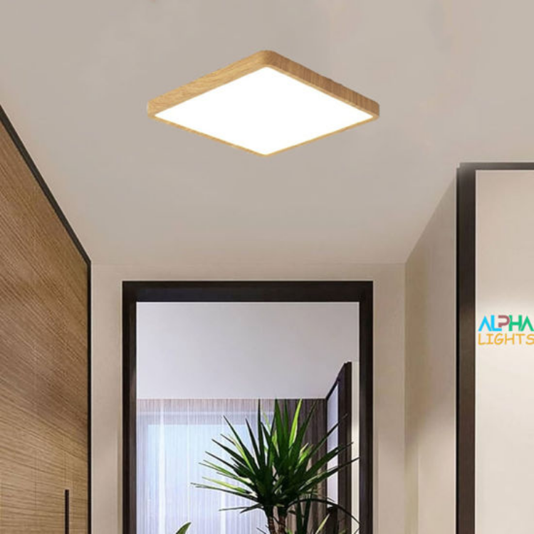 Picture of LED Panel Light, 48W Wood Grain Flat Small Square Nordic Flush Led Ceiling Light for Kitchen Bedroom Living Room Bathroom Lights