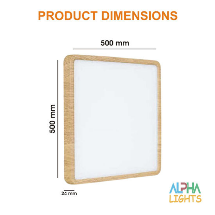 Picture of LED Panel Light, 48W Wood Grain Flat Small Square Nordic Flush Led Ceiling Light for Kitchen Bedroom Living Room Bathroom Lights