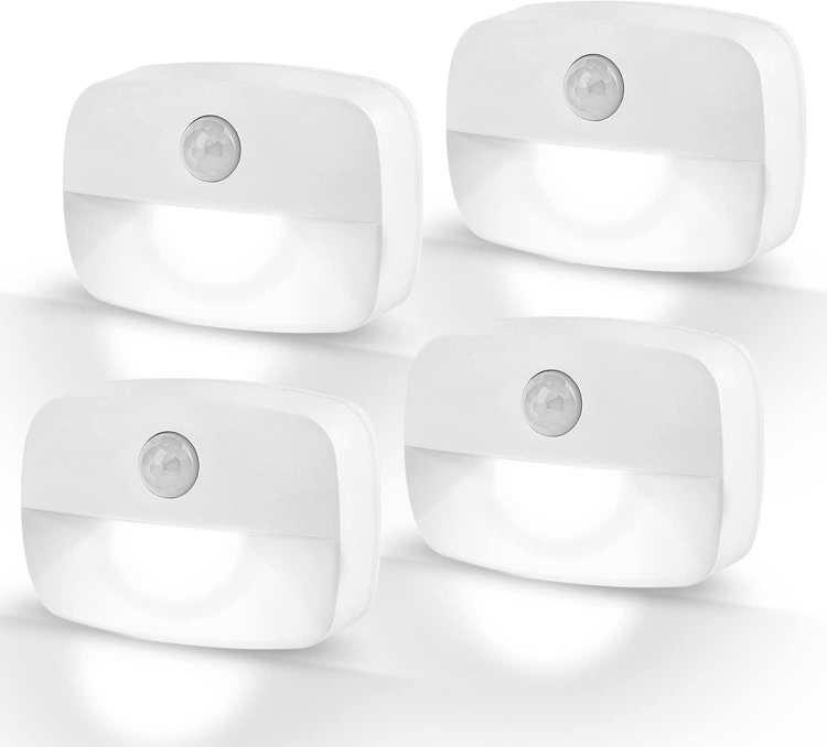 Picture of LED Motion Sensor Night Light, [4 Pack] Stick-On Night Light by Battery Powered, Stair Lights Motion Sensor, Auto/ON/Off Sensor Lights Indoors For Bedroom, Living Room, Hallway