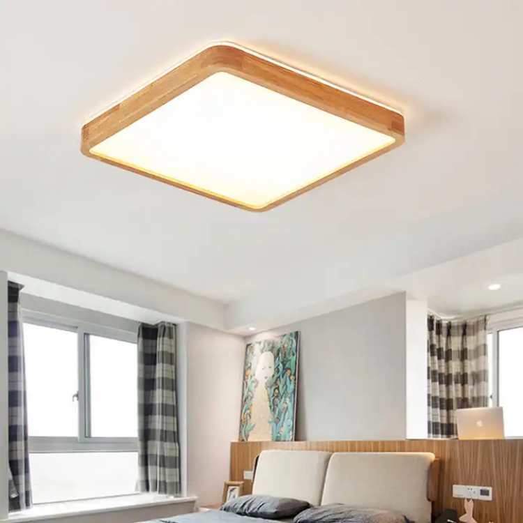 Picture of 12-Inch 36W Wood Grain LED Ceiling Light - Flat Square Design for Modern Spaces