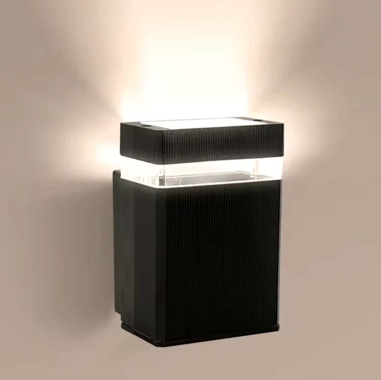 Picture of Stylish Square LED Wall Sconce, Waterproof Porch Light, Up/Down Lighting, Black Finish, E27 Base for Indoor/Outdoor