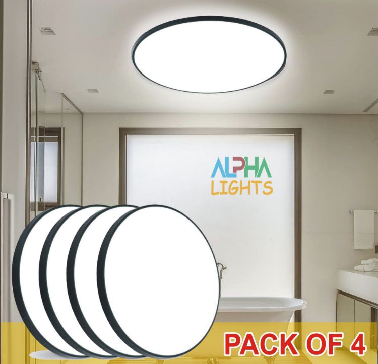 Picture of 4 Pack Modern Black LED Ceiling Light - 18W, 1500LM, Daylight White 4000K, Ideal for Bathrooms, Living Rooms, and Bedrooms