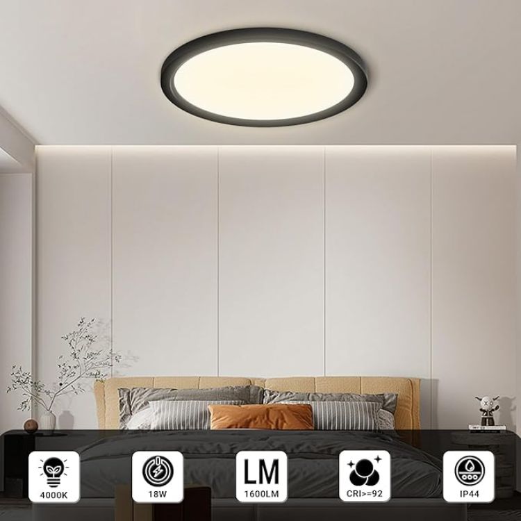 Picture of 4 Pack Modern Black LED Ceiling Light - 18W, 1500LM, Daylight White 4000K, Ideal for Bathrooms, Living Rooms, and Bedrooms