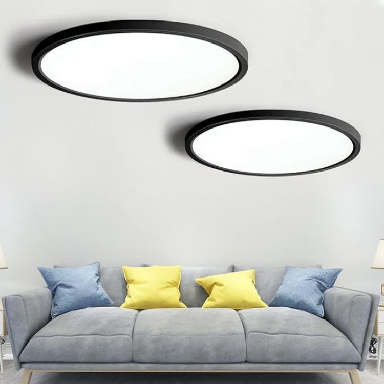 Picture of 6-Pack Black Flush Mount LED Ceiling Lights - 18W, 1500LM, 4000K Daylight White, Ideal for Bathroom, Living Room, Hallway, and Bedroom