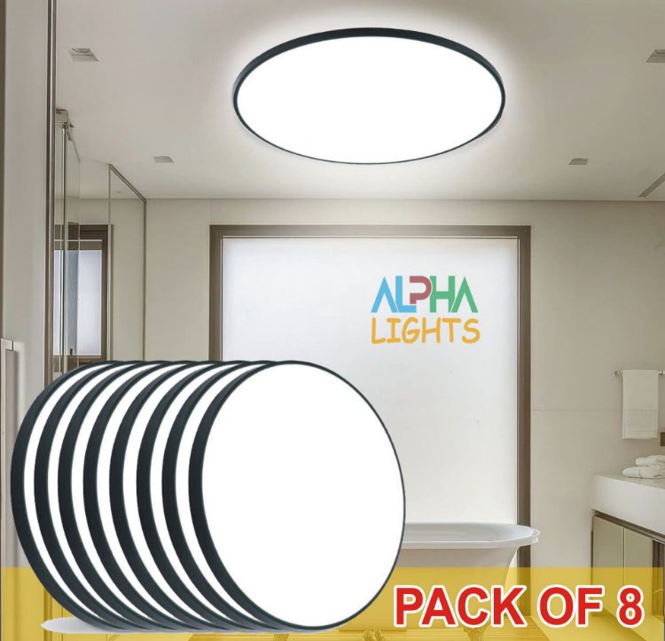 Picture of 8-Pack Black Flush Mount LED Ceiling Light – 18W, 1500LM, 4000K Daylight White for Bathroom, Living Room, Hallway, and Bedroom