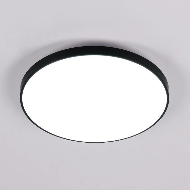 Picture of 18W 1500LM Black Flush Mount Ceiling Light, LED Lighting for Bathroom, Living Room, Hallway, and Bedroom, 4000K Daylight White, Round Design Ceiling Light.