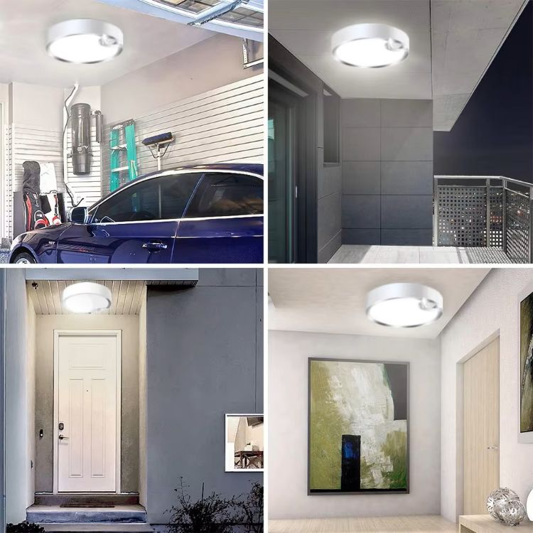 Picture of 4 Pack Ultra-Bright LED Motion Sensor Ceiling Light - Battery Operated for Garage, Bathroom, Hallway, and Laundry