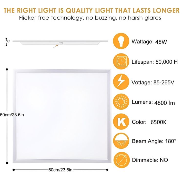 Picture of 4-Pack 48W LED Panel Light 600x600mm, Cool White 6500K - High-Efficiency Illumination for Commercial and Residential Spaces